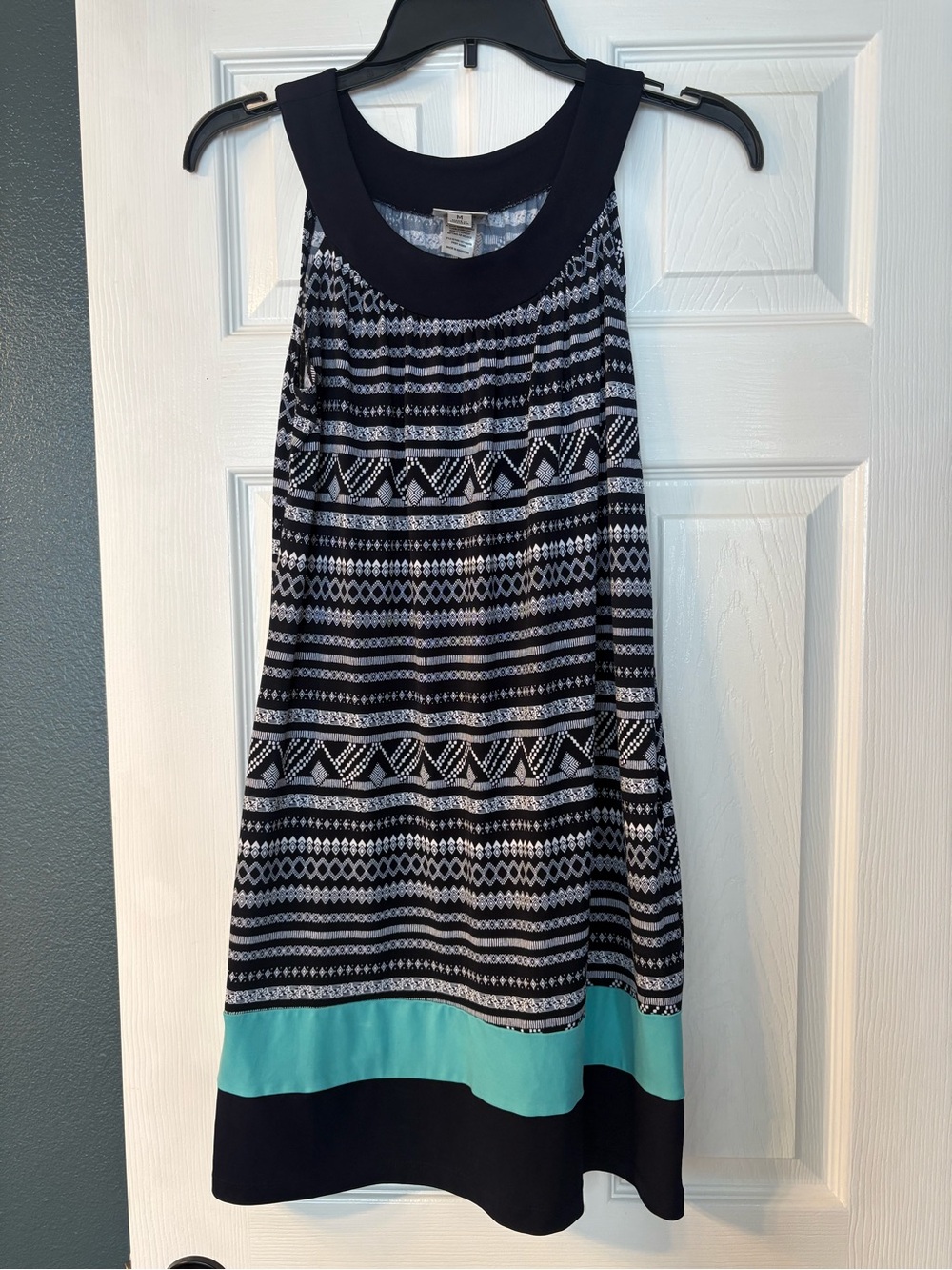 ⭐️5/$15! Sweet Storm Lightweight Summer Navy & Teal Patterned Sleeveless Dress